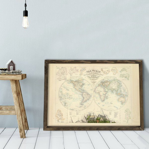 Obraz v dřevěném rámu Globe, 70 x 50 cm-image-1