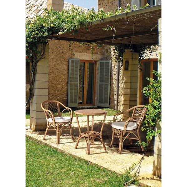 Dřevěná/ratanová zahradní židle v přírodní barvě Athina – Bizzotto-image-1