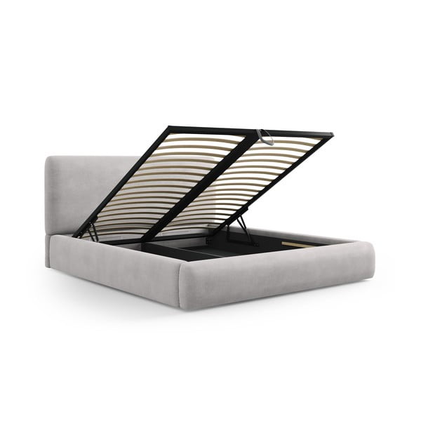 Světle šedá čalouněná dvoulůžková postel s úložným prostorem s roštem 180x200 cm Colonel – Cosmopolitan Design-image-2