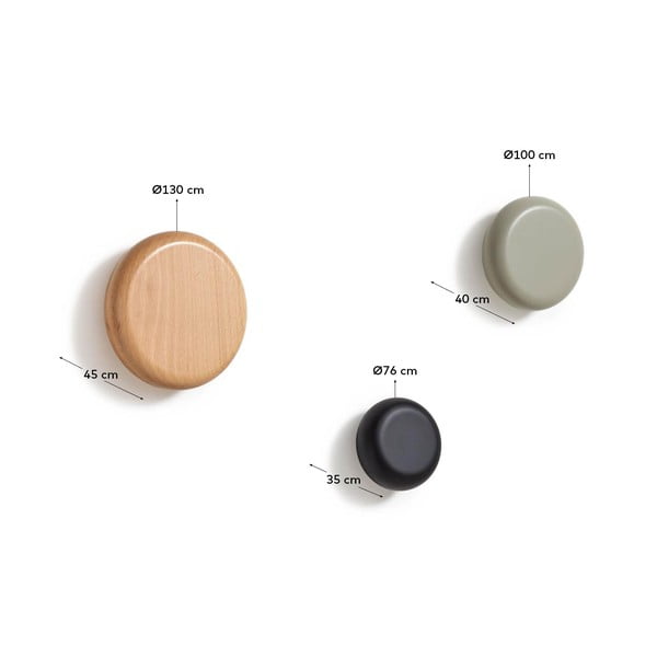 Nástěnné dřevěné háčky v sadě 3 ks Nadue – Kave Home-image-3