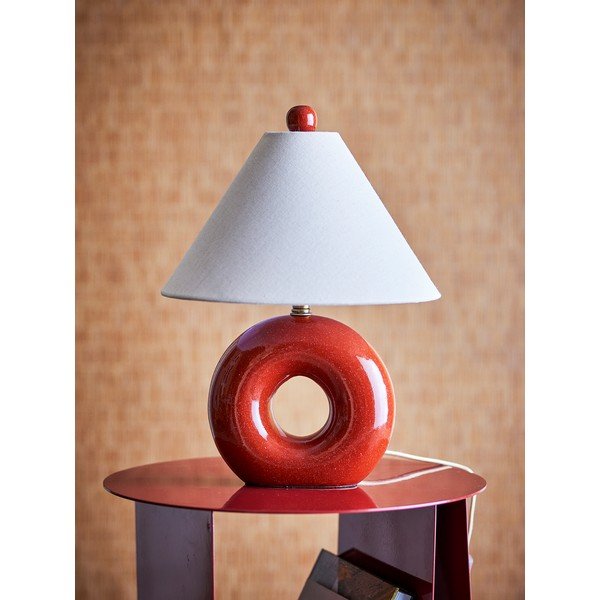 Červená/krémová keramická stolní lampa s textilním stínidlem (výška 42 cm) Panja – Bloomingville-image-2