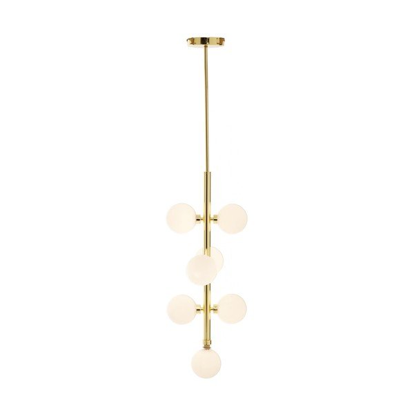 Bílé/ve zlaté barvě kovové závěsné svítidlo se skleněným stínidlem ø 27 cm Trieste – Premier Housewares