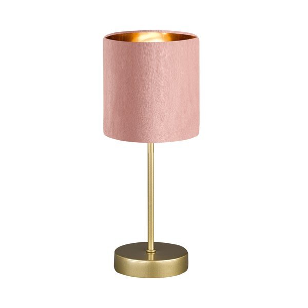 Kovová stolní lampa s textilním stínidlem v růžovo-zlaté barvě (výška 34 cm) Aura – Fischer & Honsel