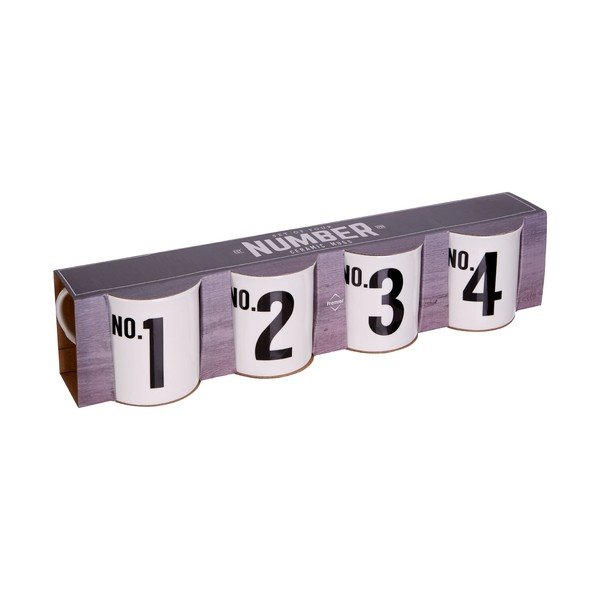 Sada 4 hrnků z asijské imitace porcelánu Premier Housewares Numbers, 342 ml-image-1