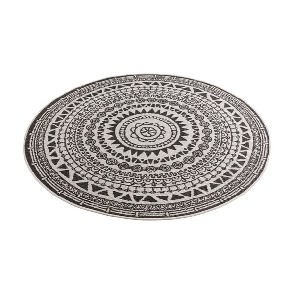 Černo-krémový venkovní koberec NORTHRUGS Coron, ø 140 cm-image-2