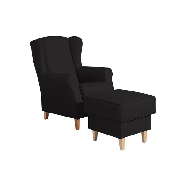Černá podnožka z imitace kůže Max Winzer Lorris Black-image-1