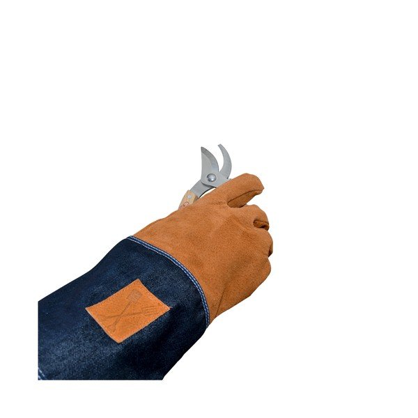 Modro-oranžové zahradnické rukavice s ochranou zápěstí Esschert Design Denim-image-4