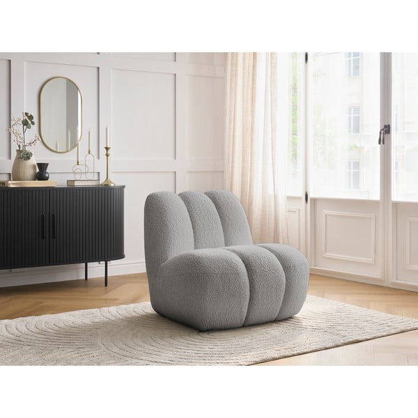 Světle šedé křeslo z textilie bouclé Janissaire – Bobochic Paris-image-1