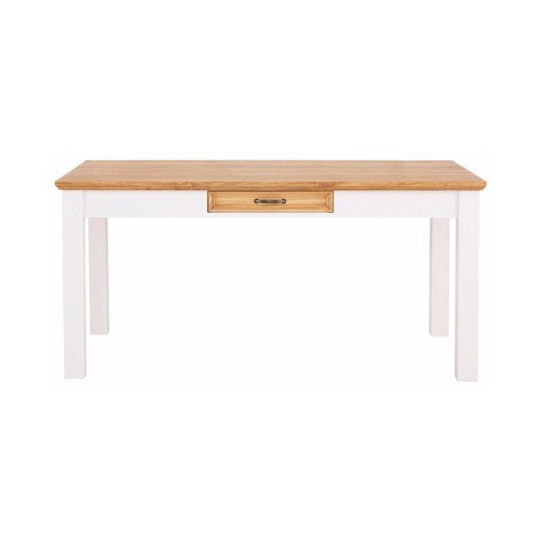 Bílý jídelní stůl z masivního borovicového dřeva se zásuvkou Støraa Suzie-image-1