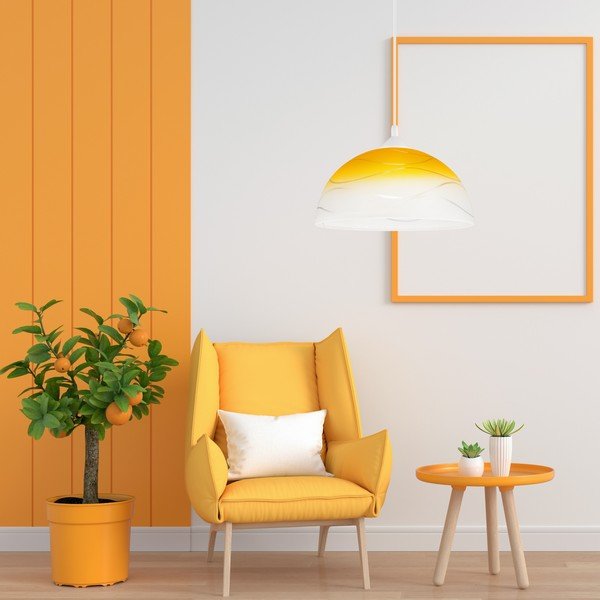 Žluté závěsné svítidlo se skleněným stínidlem ø 30 cm Sfera – LAMKUR-image-1