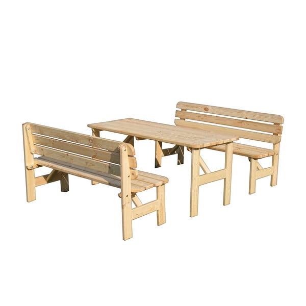 Dřevěná zahradní lavice v přírodní barvě Viking – Rojaplast-image-1