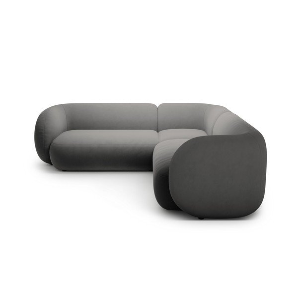 Tmavě šedá sametová rohová pohovka Kate – Micadoni -image-1