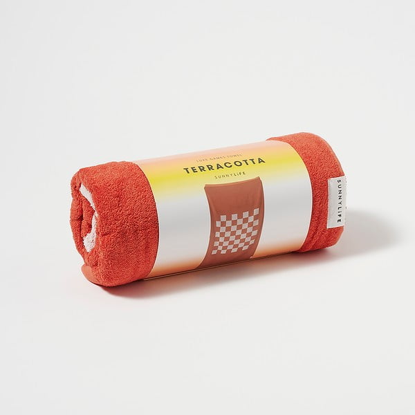 Terakotově oranžová bavlněná plážová osuška Sunnylife Luxe Games, 175 x 90 cm-image-4