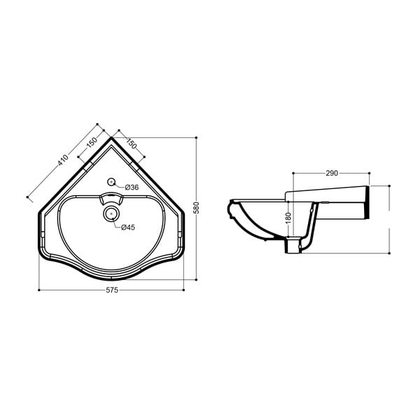 Bílé keramické umyvadlo 57,5x58 cm Retro – Sapho-image-3