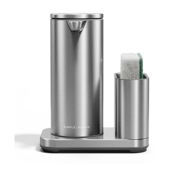 Bezdotykový kovový stojan na mycí prostředky ve stříbrné barvě – simplehuman-image-4