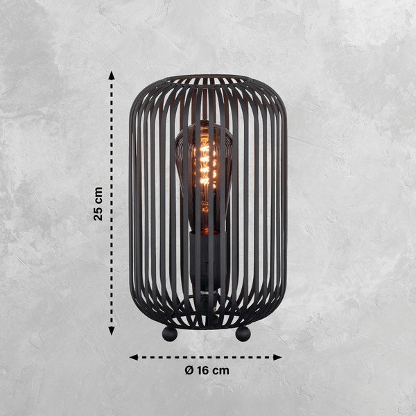 Černá stolní lampa s kovovým stínidlem (výška 25 cm) Cage – Fischer & Honsel-image-2