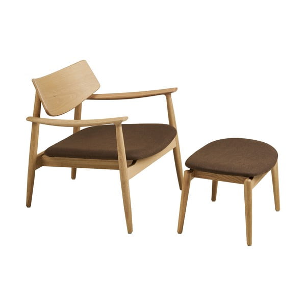 Hnědé křeslo s podnožkou Olvera – House Nordic-image-2