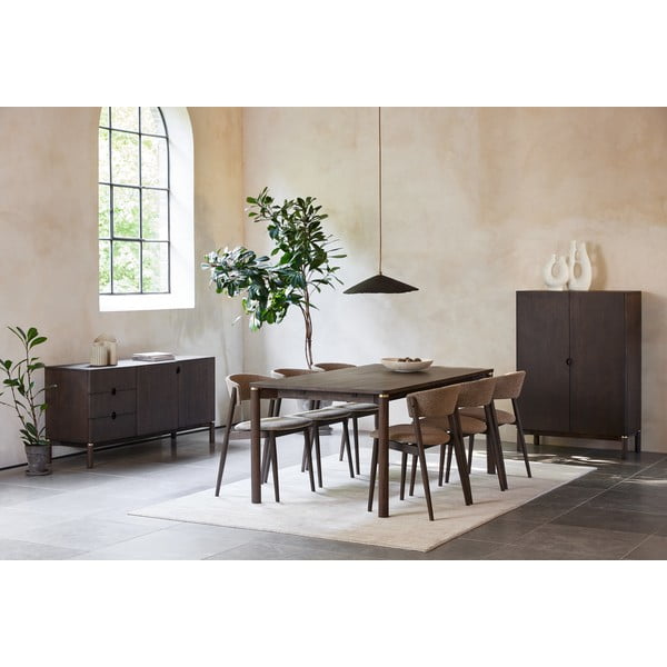 Tmavě hnědá nízká komoda v dekoru dubu 160x73 cm Arun – Unique Furniture-image-2