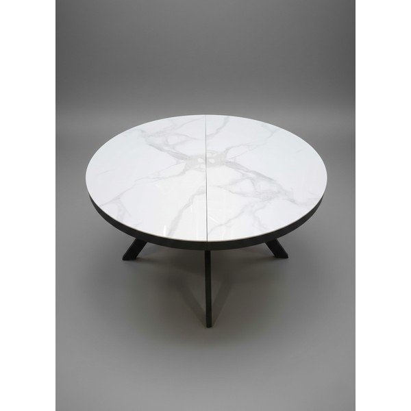 Kulatý rozkládací jídelní stůl s přídavnou deskou s keramickou deskou ø 120 cm Bela - II. jakost – Marckeric-image-2