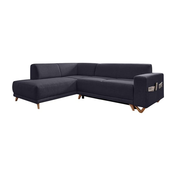 Antracitová rozkládací/s úložným prostorem rohová pohovka (levý roh/do L) Classy Sophie – Miuform