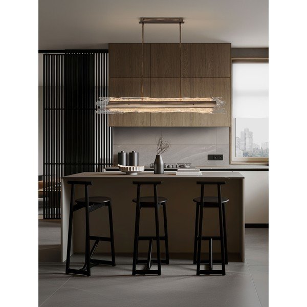 Ocelové LED stmívatelné závěsné svítidlo v mosazné barvě se skleněným stínidlem Velar – Nova Luce-image-4