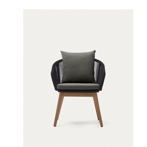 Černé dřevěné zahradní křeslo Portalo – Kave Home-image-4