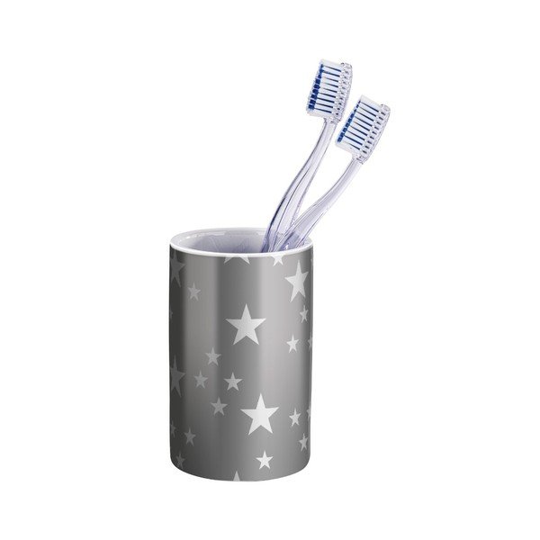 Šedý keramický kelímek na kartáčky Wenko Stella