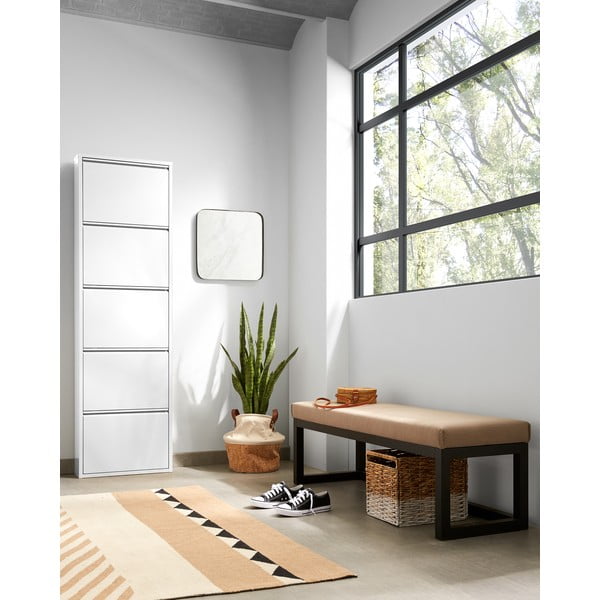 Bílý kovový výklopný botník 50x169x15 cm Ode – Kave Home-image-3