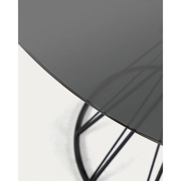 Černý kulatý jídelní stůl se skleněnou deskou ø 120 cm Niut – Kave Home-image-2