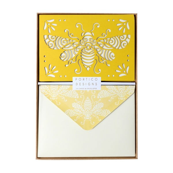 Sada 10 komplimentek s obálkami Portico Designs FOIL Honeybee