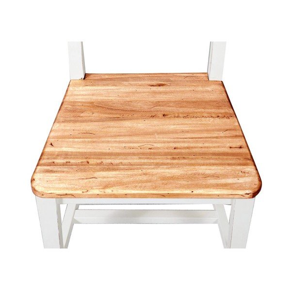 Bílá buková židle se světle hnědým sedákem Biscottini Addy-image-2