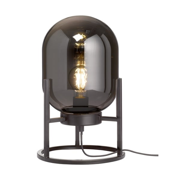Černá stolní lampa se skleněným stínidlem (výška 34 cm) Regi – Fischer & Honsel