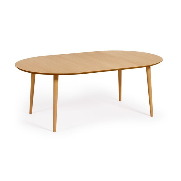 Rozkládací jídelní stůl v dekoru dubu v přírodní barvě ø 120 cm Oqui – Kave Home-image-3