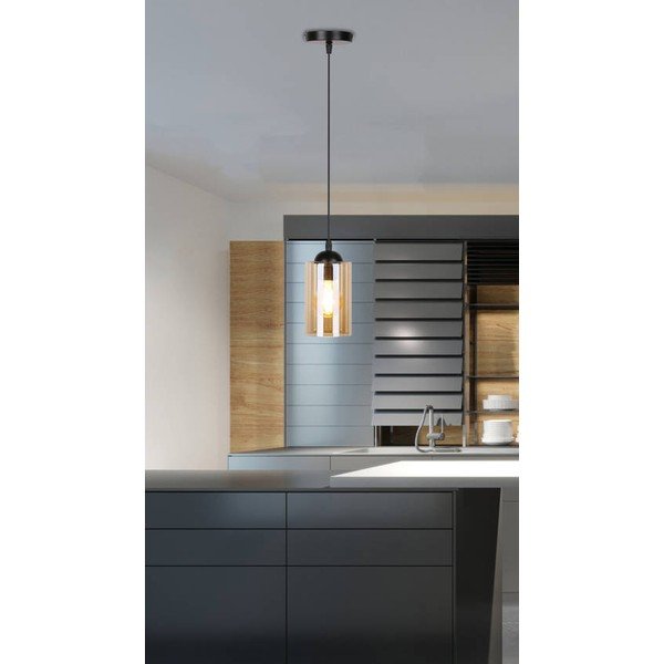 Černé závěsné svítidlo se skleněným stínidlem ø 10 cm Bistro – Candellux Lighting-image-3