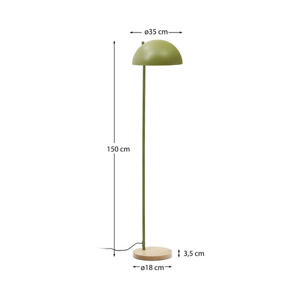 Zelená/v přírodní barvě stojací lampa s kovovým stínidlem (výška 150 cm) Catlar – Kave Home-image-4