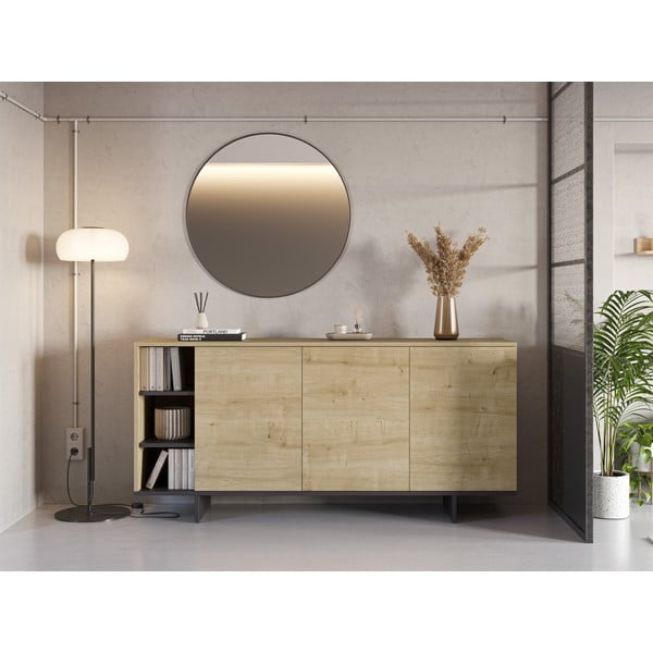 Nízká komoda v dekoru dubu v přírodní barvě 170x80 cm Cequoia – Marckeric-image-1