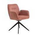 Růžové čalouněné jídelní křeslo s područkami Roxana – Unique Furniture