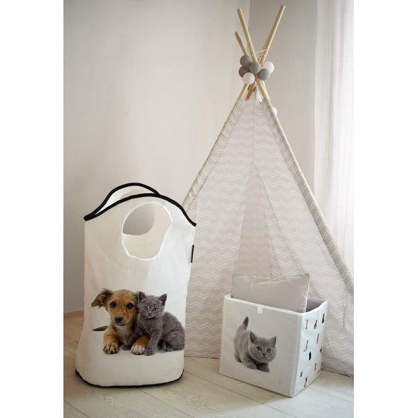 Bílý látkový dětský koš na hračky 57x26x70 cm The Cutest Ones – Butter Kings-image-1