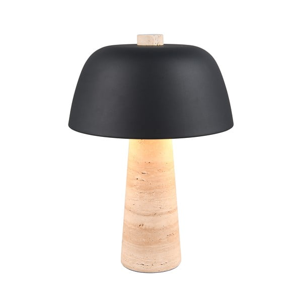 Černá/béžová stolní lampa s kovovým stínidlem (výška 41 cm) Timba – Trio Select-image-1