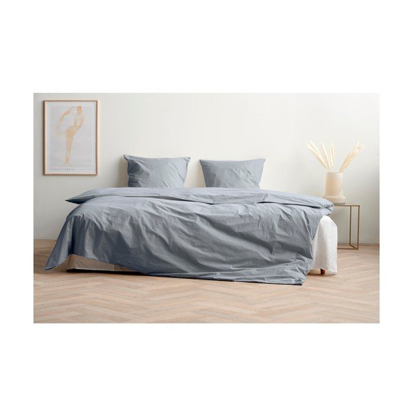 Modré prodloužené povlečení na dvoulůžko z bavlněného perkálu 200x220 cm Crisp – Södahl-image-2