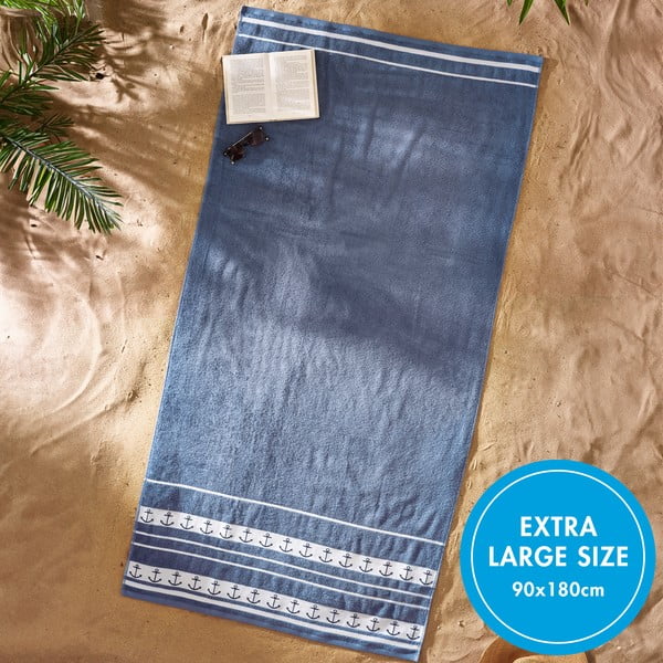 Modrá bavlněná plážová osuška 90x180 cm Anchors – Catherine Lansfield-image-4