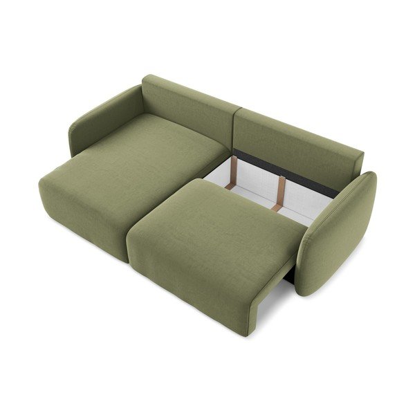 Zelená sametová rozkládací/s úložným prostorem rohová pohovka (levý roh/s lenoškou) Kalena – Makamii-image-4