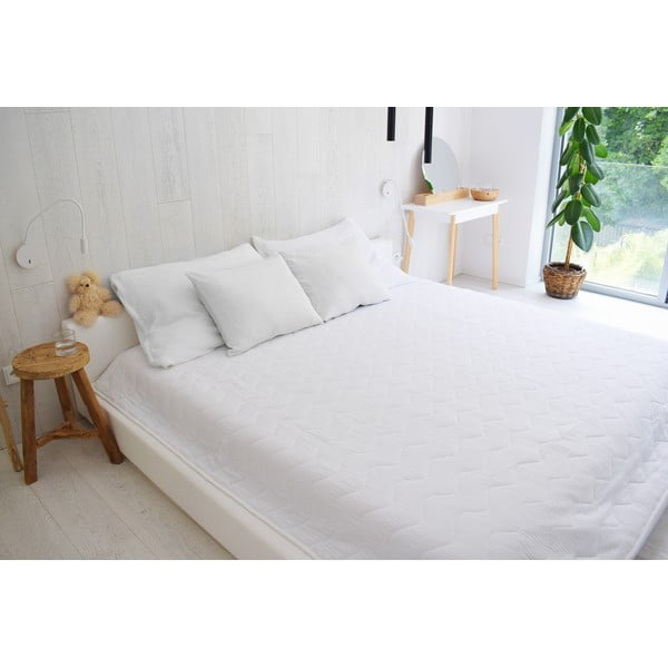 Bílý mušelínový prošívaný přehoz 210x240 cm Plain Muslin – Butter Kings-image-2