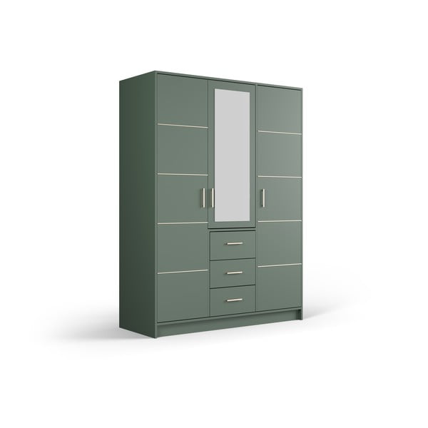 Zelená šatní skříň se zrcadlem 147x200 cm Burren - Cosmopolitan Design-image-2