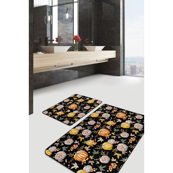Černo-oranžové koupelnové předložky v sadě 2 ks 60x100 cm – Mila Home-image-1