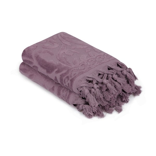 Sada 2 fialových bavlněných ručníků Madame Coco Bohéme, 50 x 90 cm