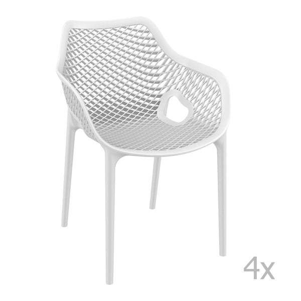 Sada 4  bílých zahradních židlí s područkami Resol Grid