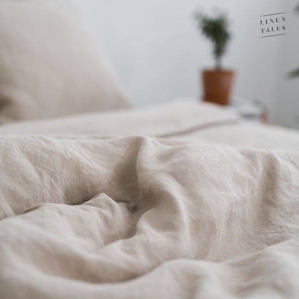Béžový povlak na peřinu na dvoulůžko z konopného vlákna 200x200 cm – Linen Tales-image-2
