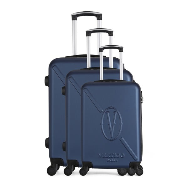 Sada 3 tmavě modrých cestovních kufrů na kolečkách VERTIGO Cadenas Integre Moues