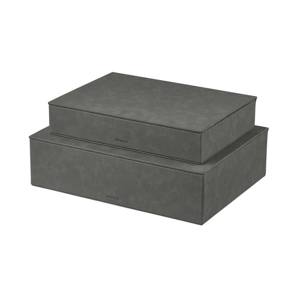 Antracitové úložné boxy v sadě 2 ks s víkem/dekorativní z umělé kůže 40x30x11 cm Sahla – Blomus